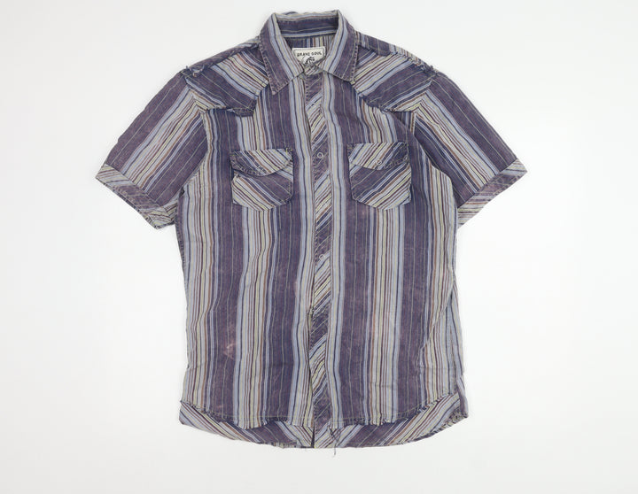 Brave Soul Men's Multicoloured Striped Shirt, Size L
