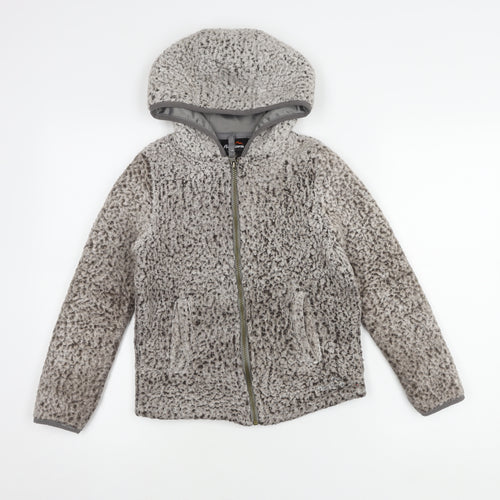 Peter Storm Grey Girls Flecked Hooded Parka Jacket 9-10Y