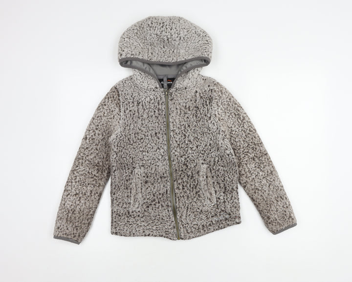Peter Storm Grey Girls Flecked Hooded Parka Jacket 9-10Y
