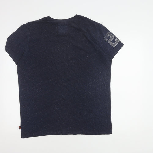SuperDry Men's Blue Vintage T-Shirt, Size L, Graphic Crew Neck