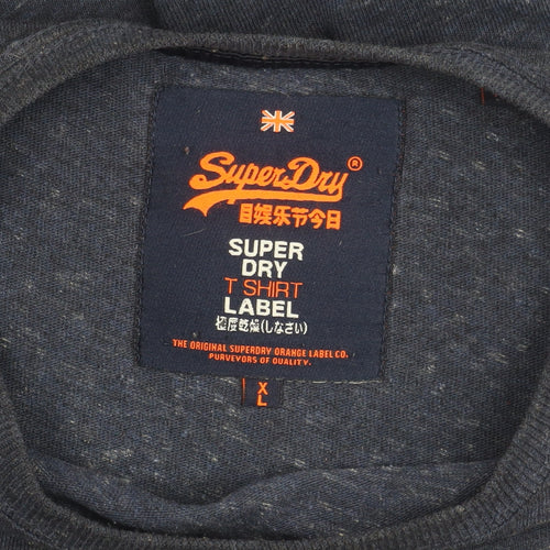 SuperDry Men's Blue Vintage T-Shirt, Size L, Graphic Crew Neck