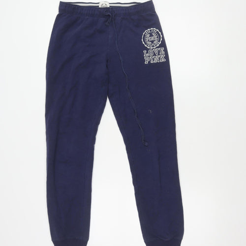 PINK Women's Blue Jogger Trousers, S, Elastic Waist