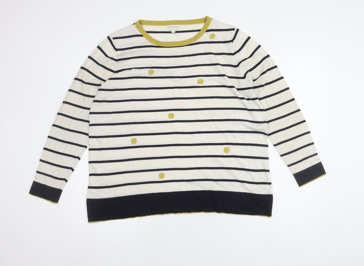 Monsoon Women's Ivory XL Striped Pullover Jumper