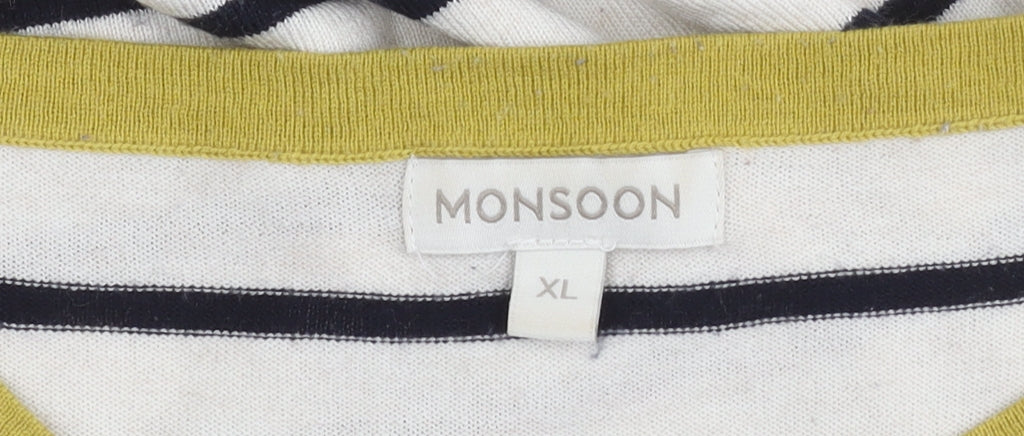 Monsoon Women's Ivory XL Striped Pullover Jumper
