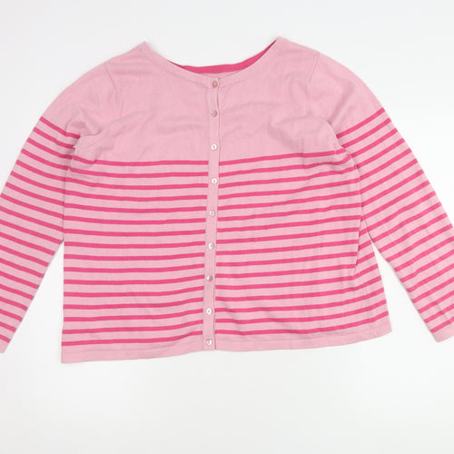 Joules Women's Pink Striped Cardigan Size 14