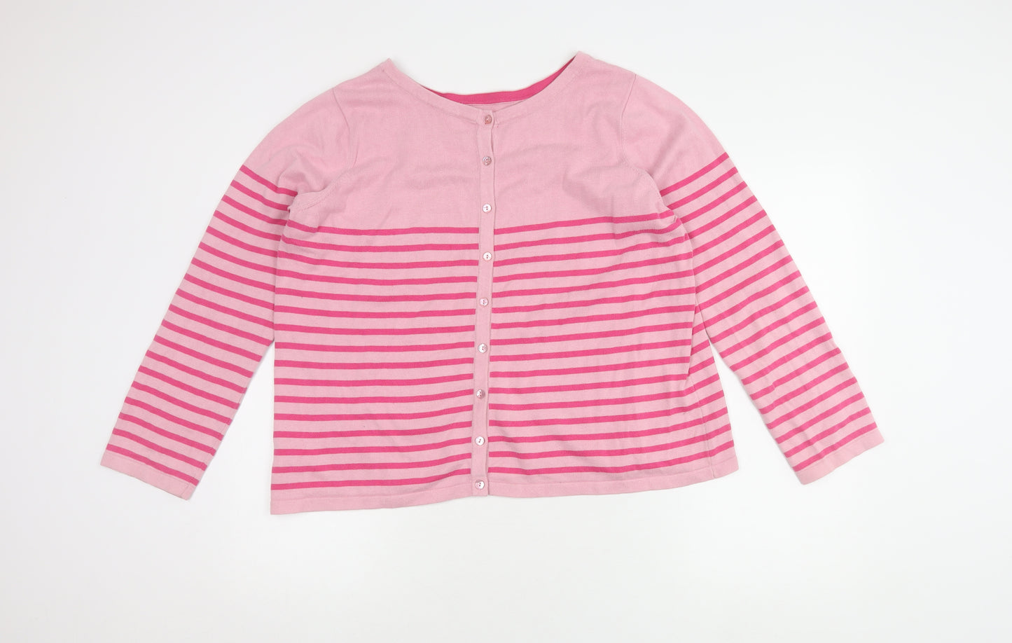 Joules Women's Pink Striped Cardigan Size 14