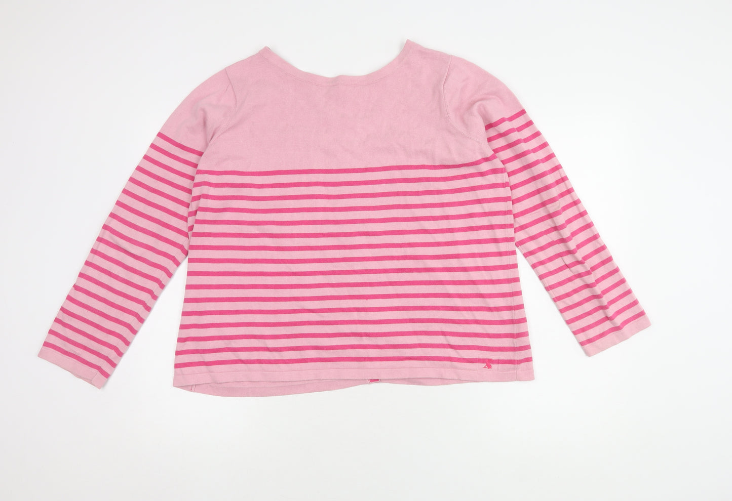 Joules Women's Pink Striped Cardigan Size 14