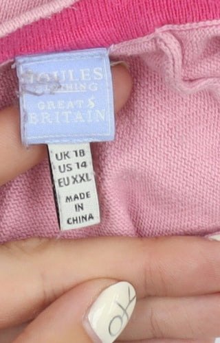 Joules Women's Pink Striped Cardigan Size 14