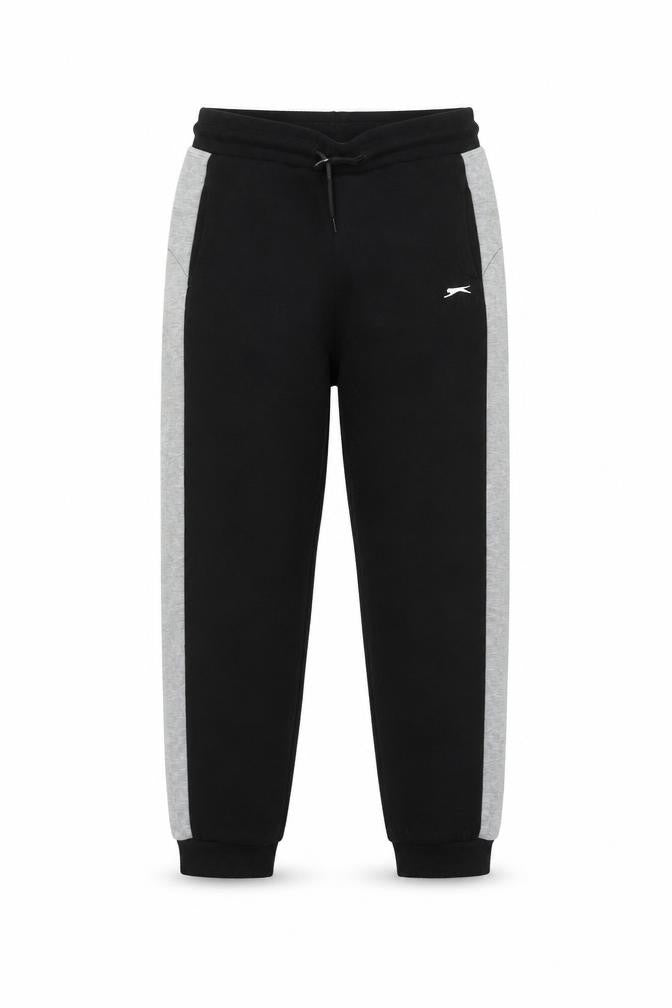 Front view of Slazenger boys’ black joggers 11-12 years colourblock