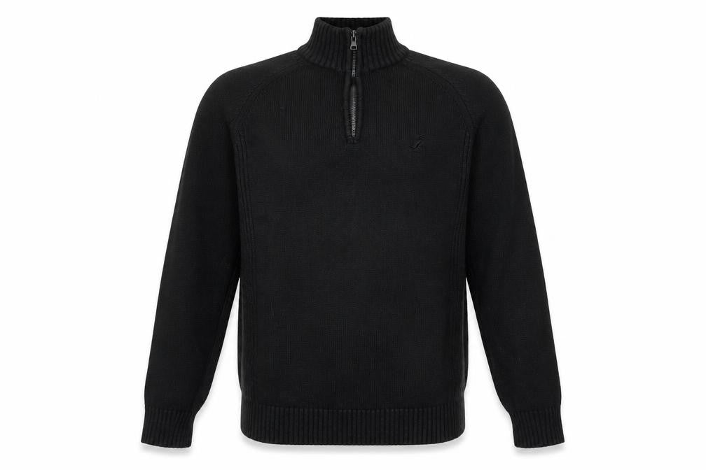Front view of Kangol Men's Black High Neck Full Zip Jumper M