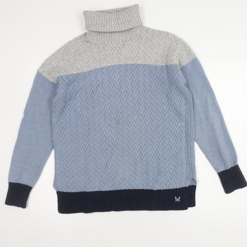 Crew Clothing Women's Blue/Grey Roll Neck Jumper Size 10