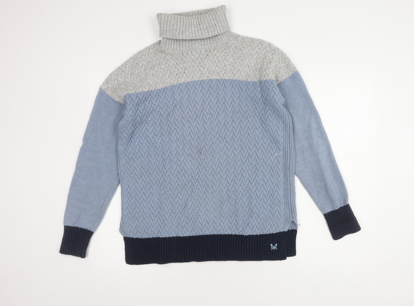 Crew Clothing Women's Blue/Grey Roll Neck Jumper Size 10