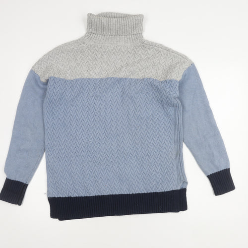Crew Clothing Women's Blue/Grey Roll Neck Jumper Size 10