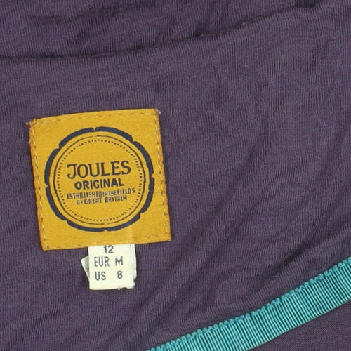 Joules Women's Purple Cotton Dress, Size 12, Scoop Neck