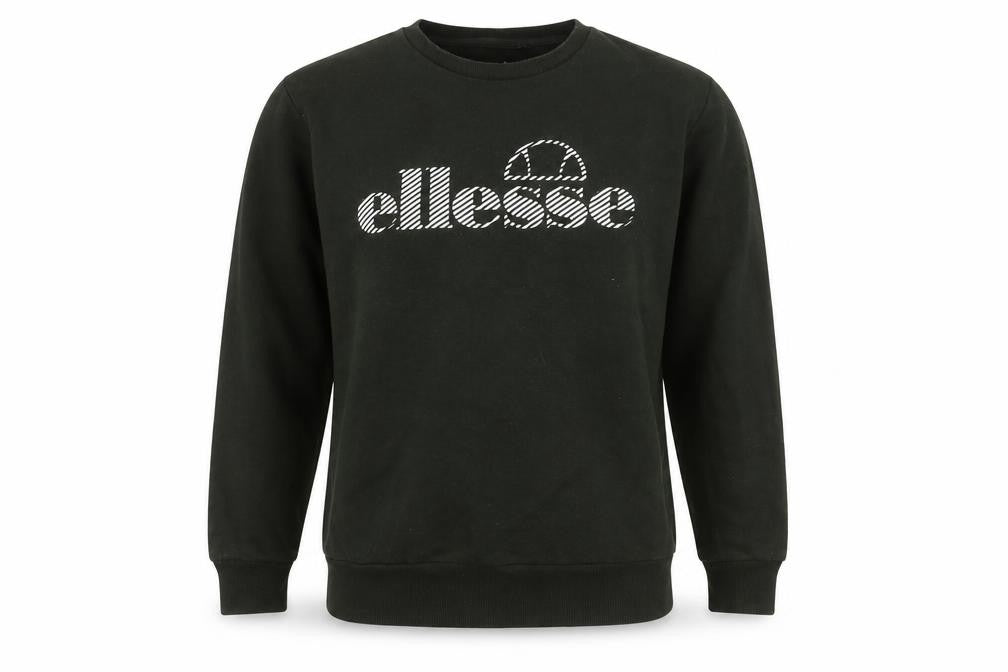 Front view of Ellesse Men's Black Graphic Print Pullover Sweatshirt S