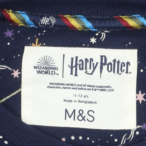 M&S Girls Blue Harry Potter Sweatshirt, 11-12 Years, Embroidered