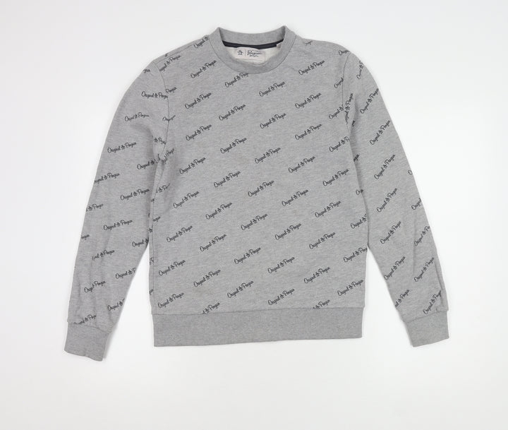 Original Penguin Men's Grey Logo Sweater Medium Pullover