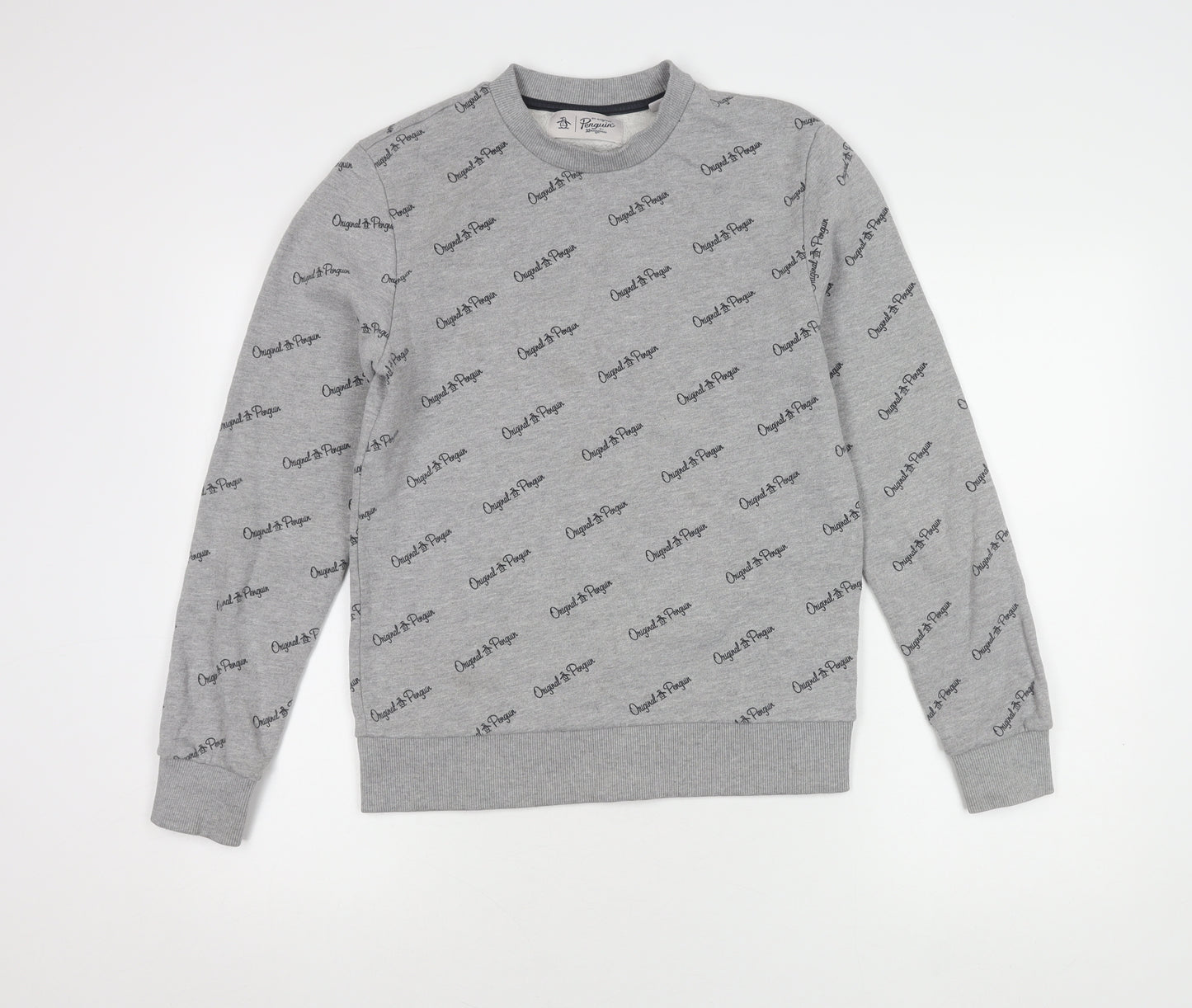 Original Penguin Men's Grey Logo Sweater Medium Pullover