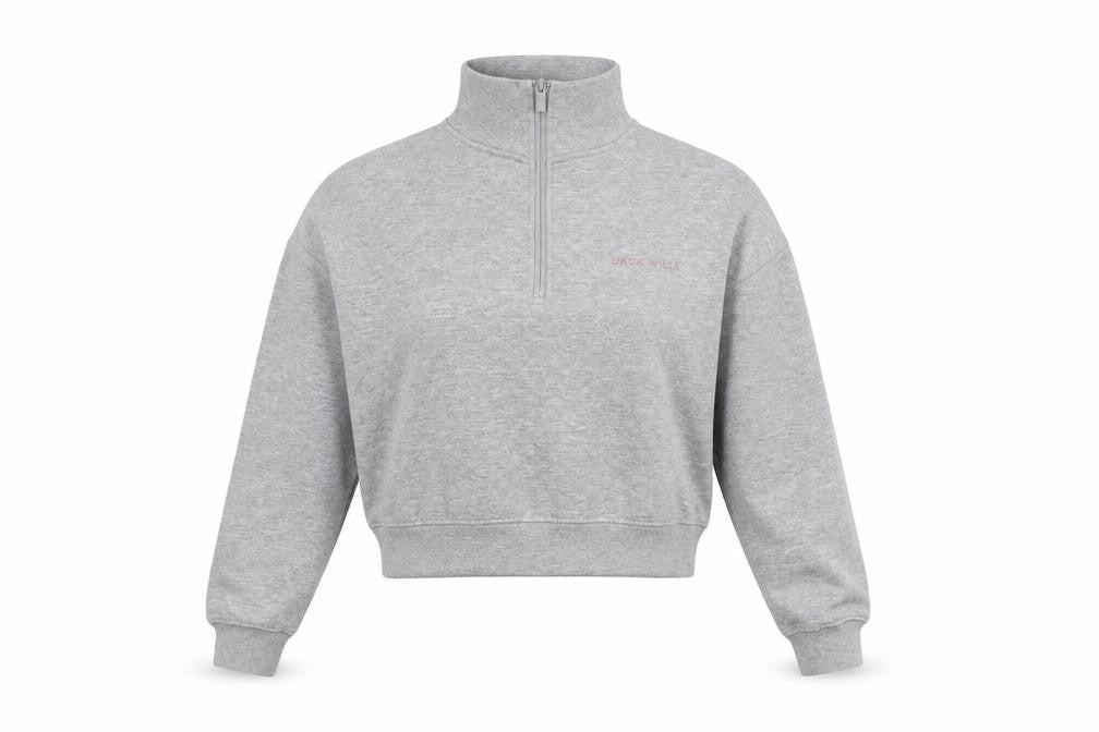 Front view of Jack Wills Women's Grey Zip Sweatshirt, size 10