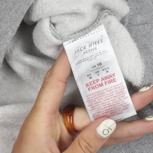 Jack Wills Women's Grey Zip Sweatshirt, Size 10
