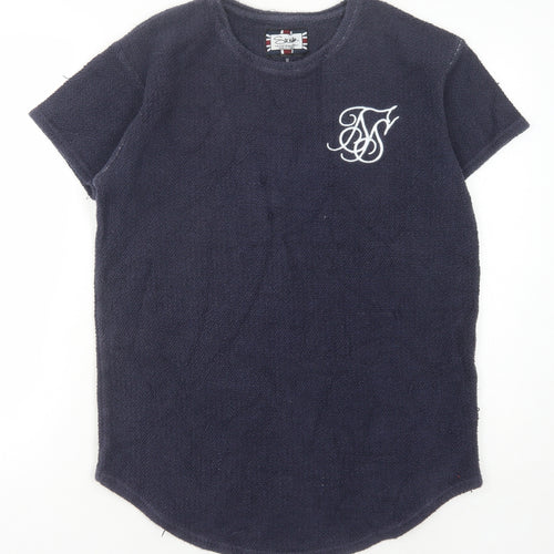 SikSilk Men's Blue Crew Neck T-Shirt, Size M