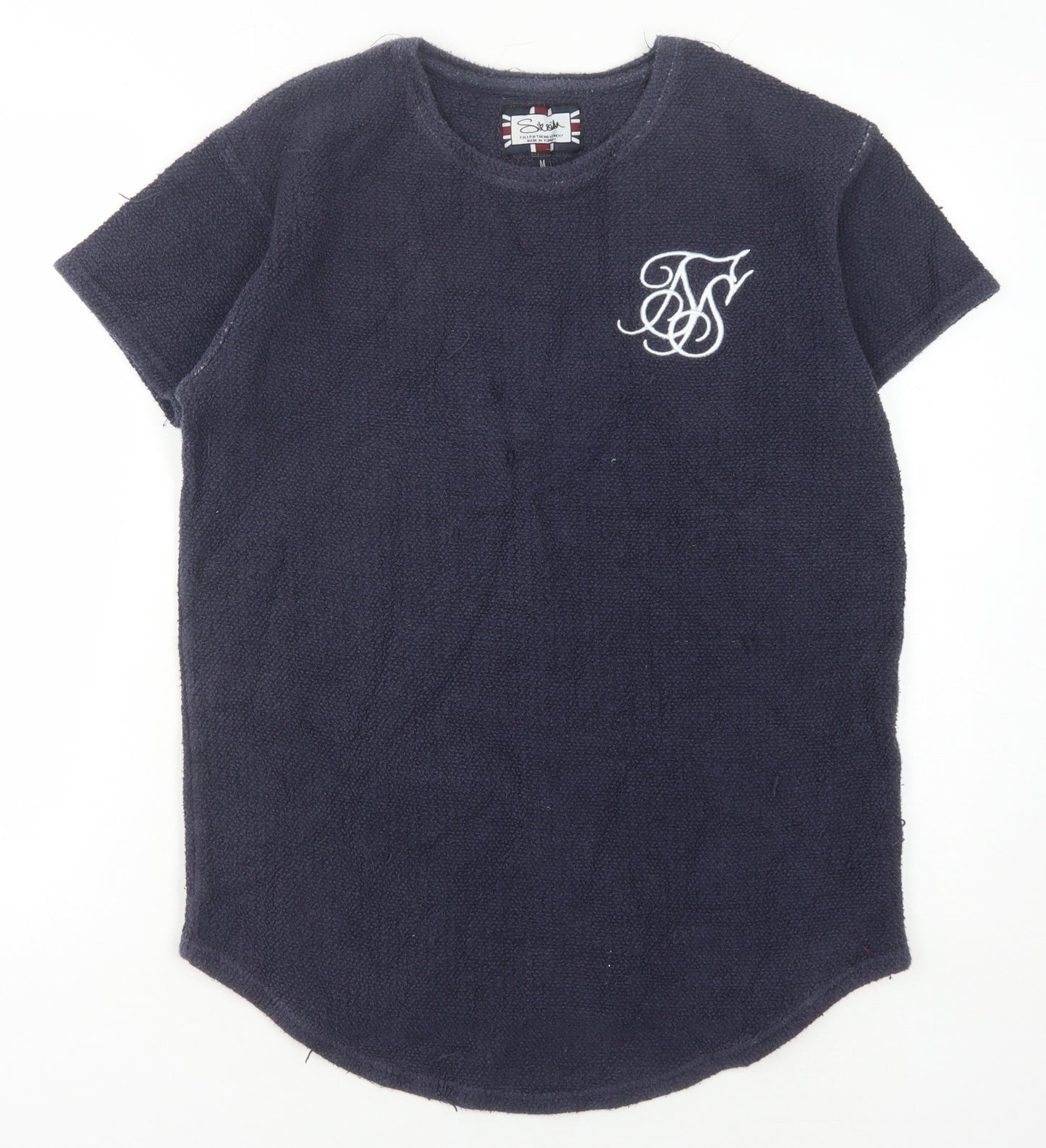 SikSilk Men's Blue Crew Neck T-Shirt, Size M