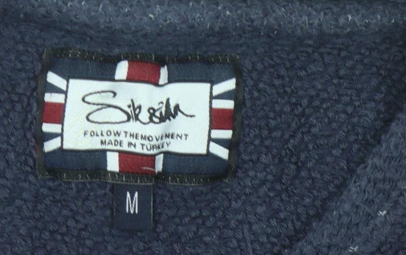SikSilk Men's Blue Crew Neck T-Shirt, Size M