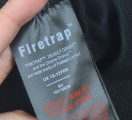 Firetrap Boys Black Pyjama Pants 12-13 Years Graphic Print