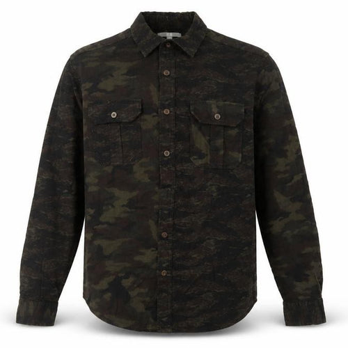 Uniqlo Men's Green Camouflage Button-Up Shirt M