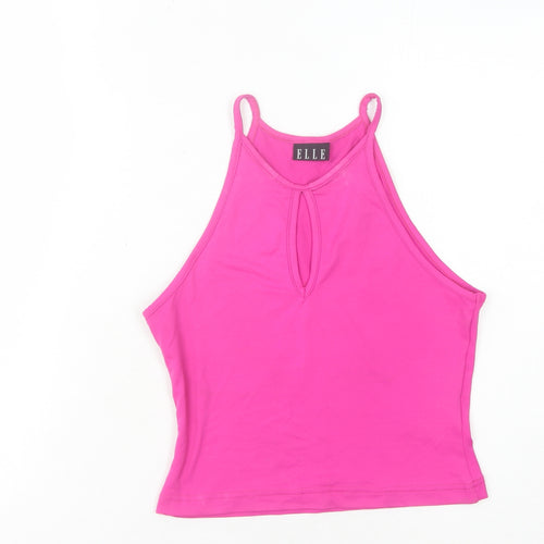 ELLE Women's Pink Cropped Tank Top, Size S