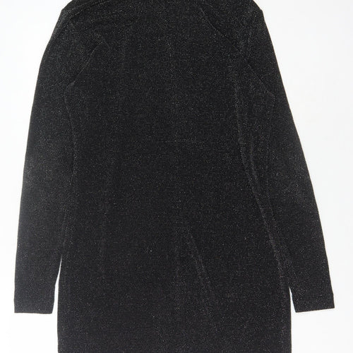 Monki Women's Black Glitter Dress L High Neck