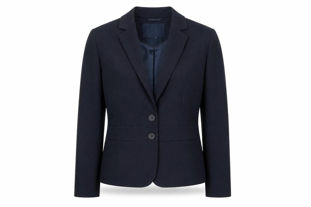 Front view of Next Women's Blue Blazer, size 12, Regular Fit