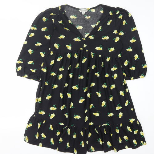 Miss Selfridge Women's Black Floral Dress UK 10