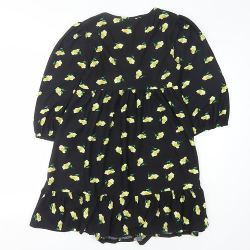 Miss Selfridge Women's Black Floral Dress UK 10