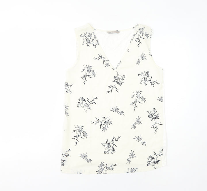 Marks and Spencer Women's Ivory Floral Top Size 8