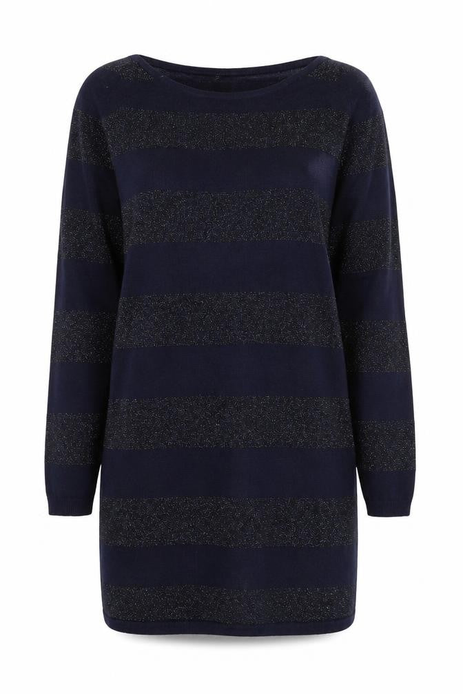 Front view of Marks & Spencer Women's Blue Striped jumper