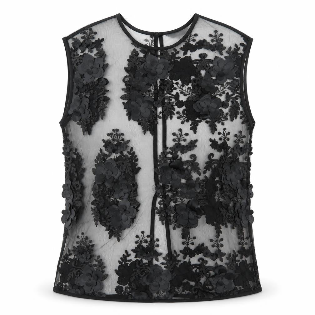 Front view of Next Women's Black Floral Sheer Blouse -, size 10