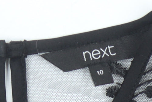 Next Women's Black Floral Sheer Blouse - Size 10