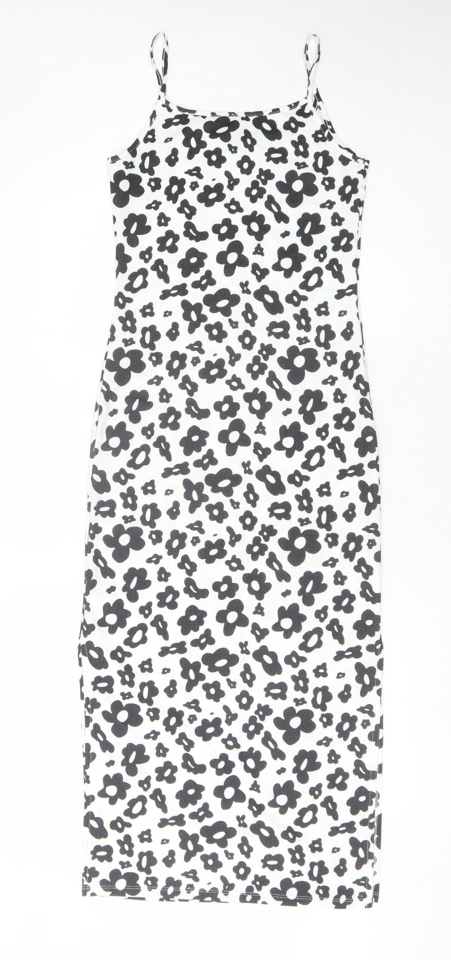 Pieces Women's White Floral Midi Slip Dress Size 8