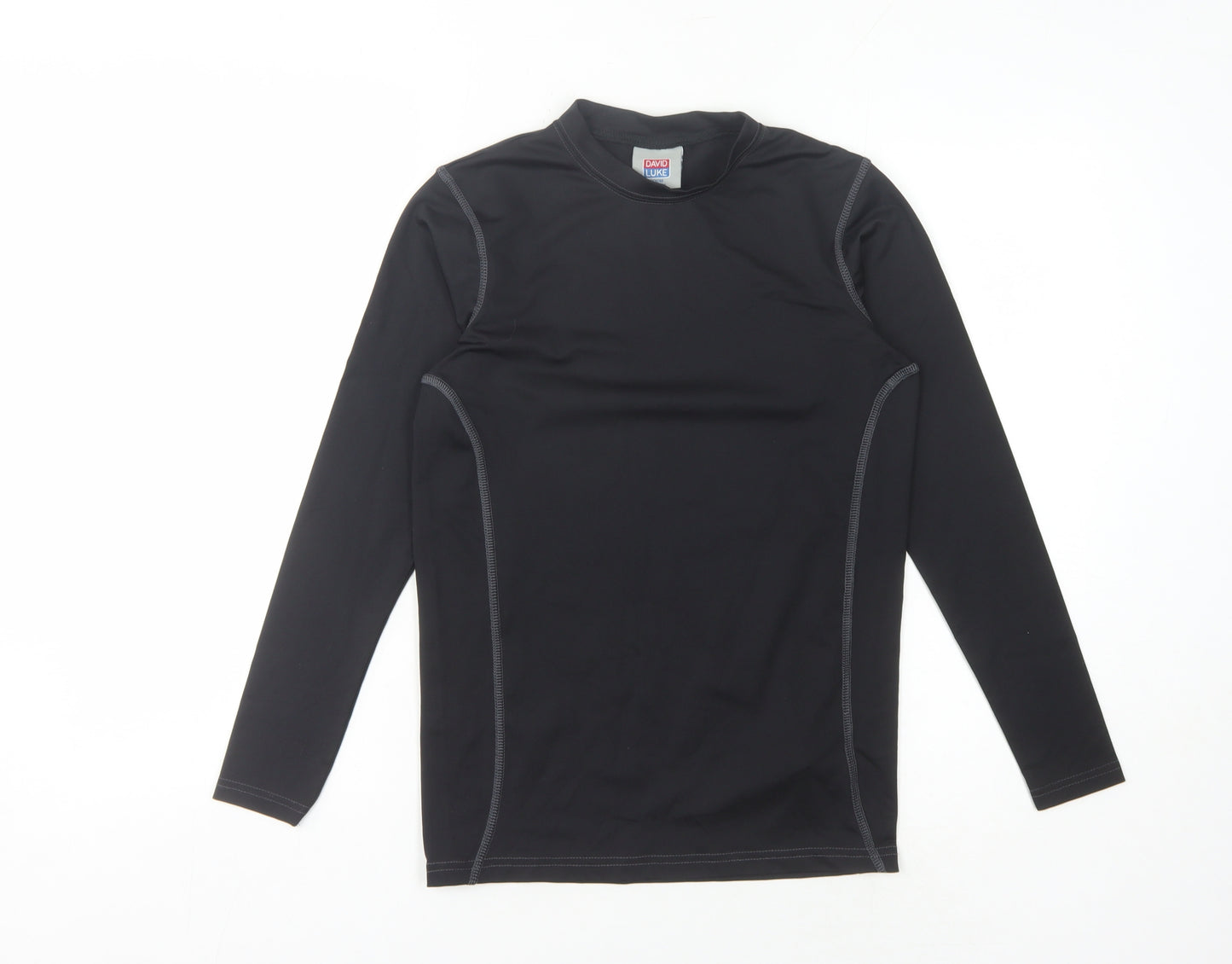 David Luke Boys Black Long Sleeve Basic Top - Size M