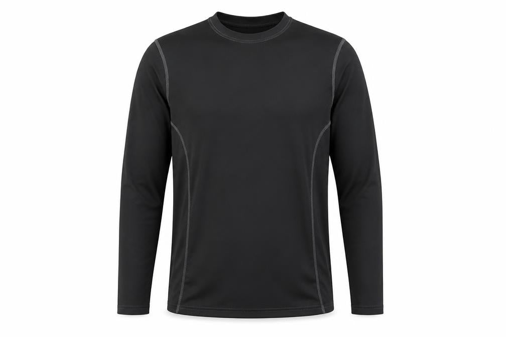 Front view of David Luke boys’ black long sleeve basic top -, size M