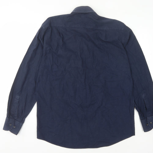 Marks and Spencer Men's Blue Twill Long Sleeve Shirt