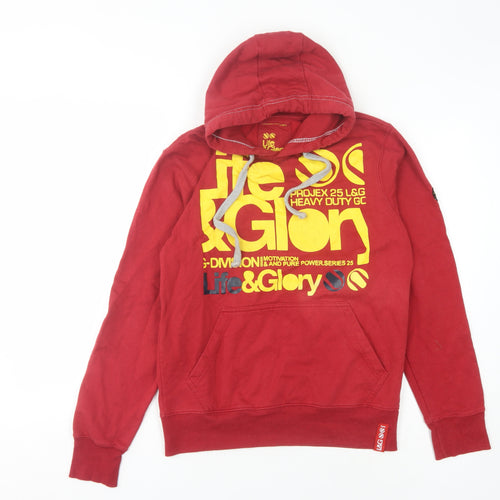 Life & Glory Men's Red XS Pullover Hoodie with Logo