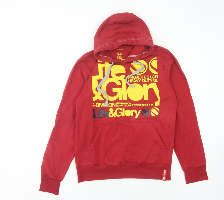 Life & Glory Men's Red XS Pullover Hoodie with Logo