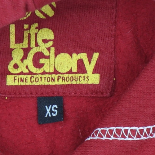 Life & Glory Men's Red XS Pullover Hoodie with Logo