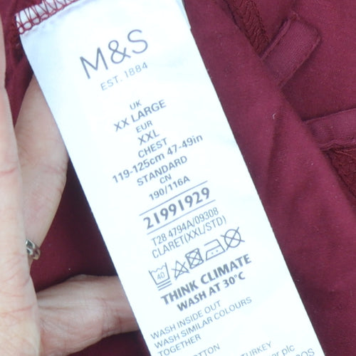 Marks and Spencer Men's Red 2XL Short Sleeve Polo