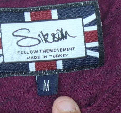 SikSilk Men's Purple Crew Neck Short Sleeve T-Shirt M