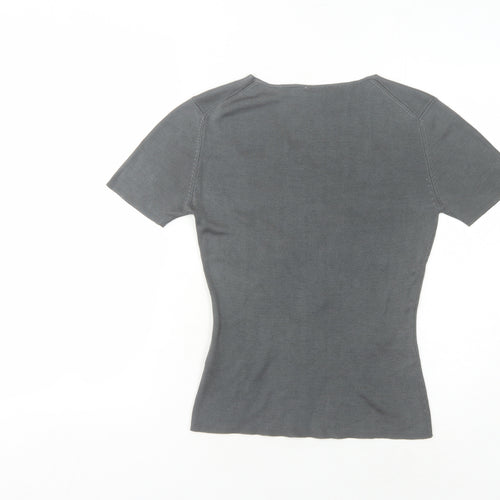 Marks and Spencer Women's Grey Embroidered Silk T-Shirt