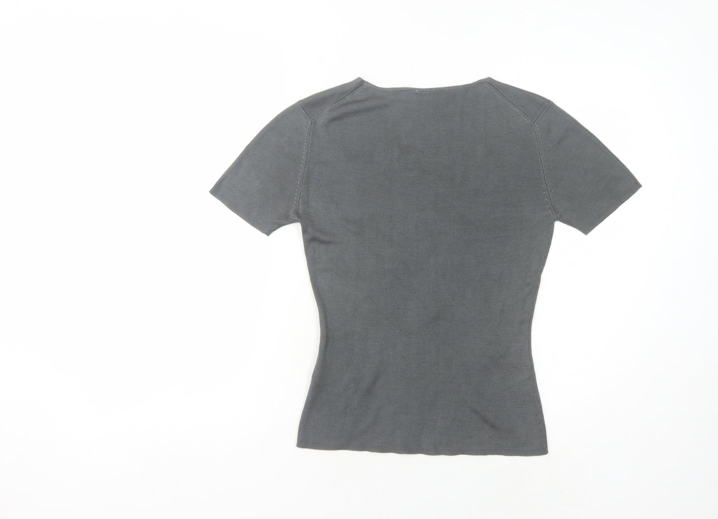 Marks and Spencer Women's Grey Embroidered Silk T-Shirt