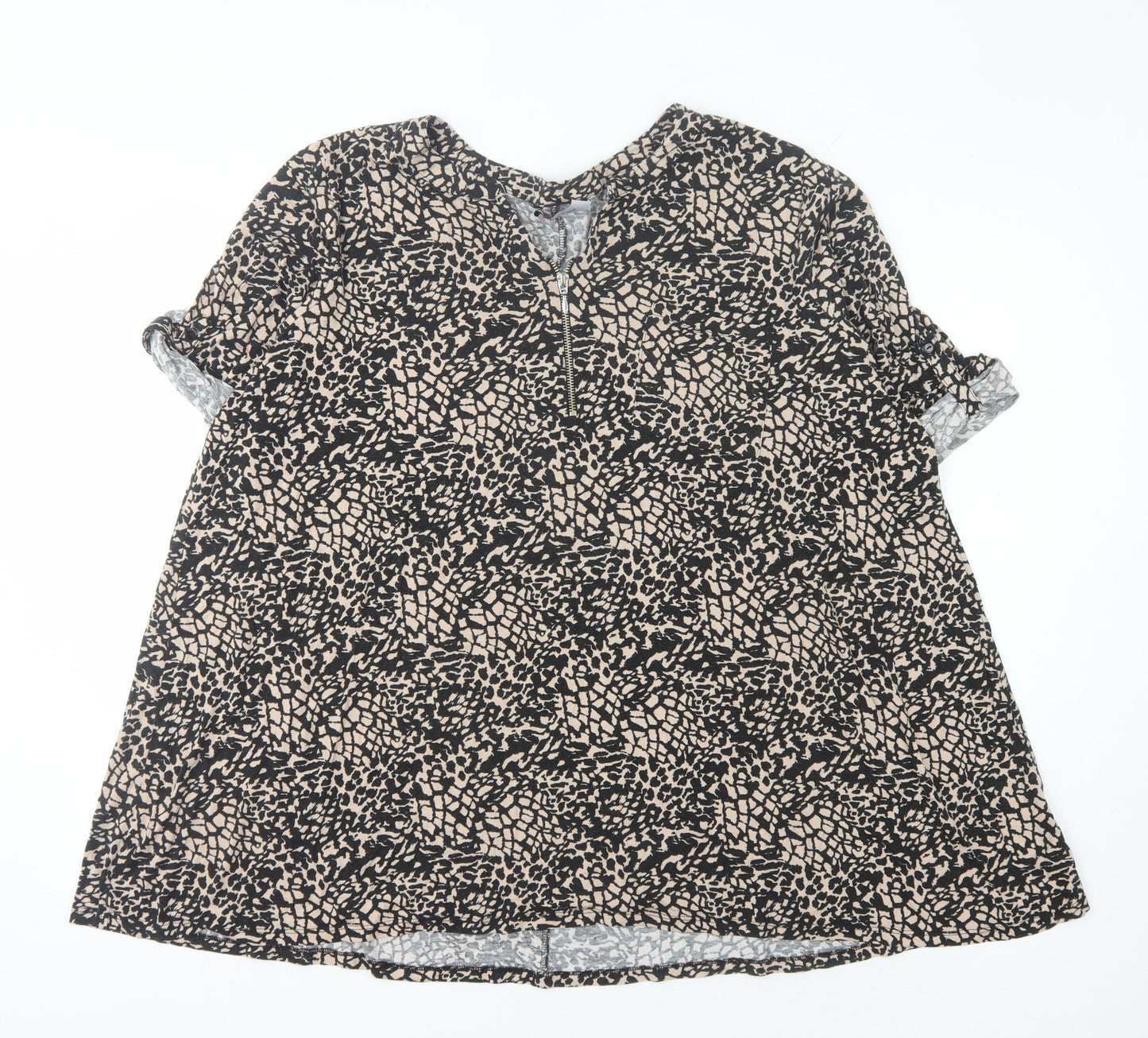 Yours Women Black Animal Print Blouse Size 22 V-Neck
